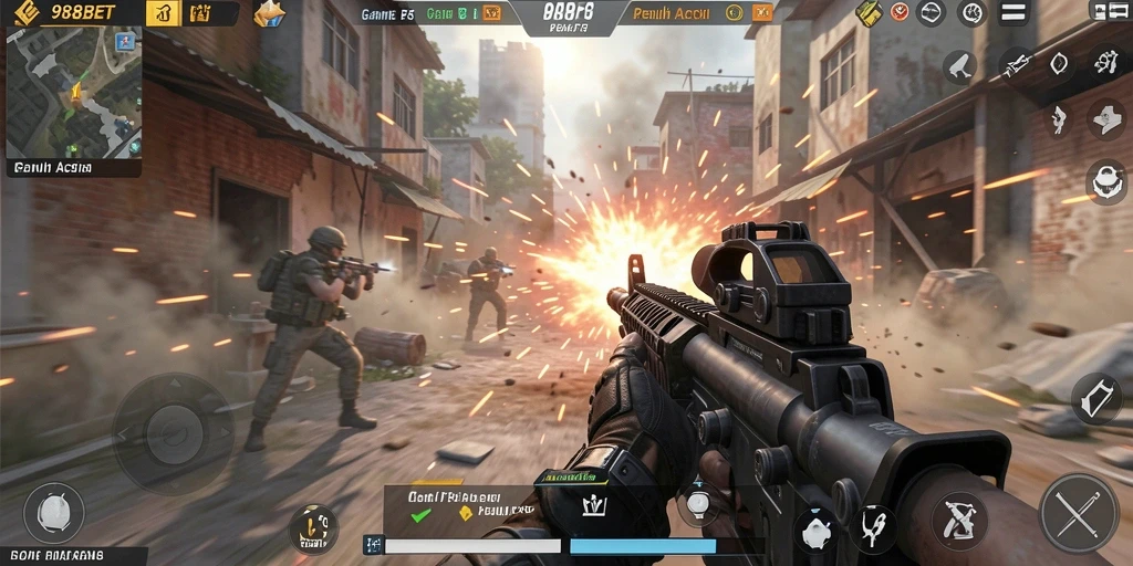 Tampilan gameplay FPS yang mendebarkan di 988BET.