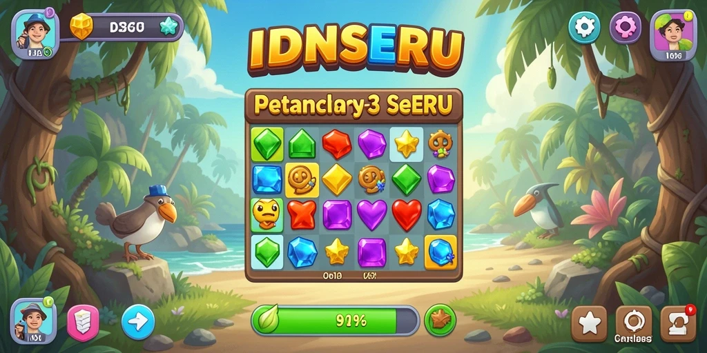 Screenshot utama IDNSERU menampilkan gameplay menantang Match-3.