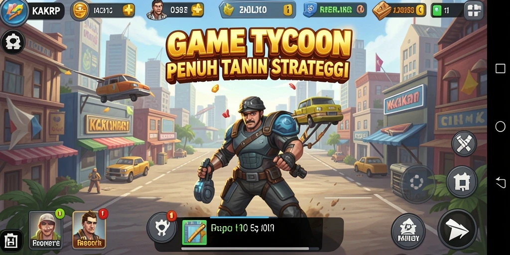 Screenshot utama KAKRP menampilkan pengalaman gameplay Tycoon yang mendalam.