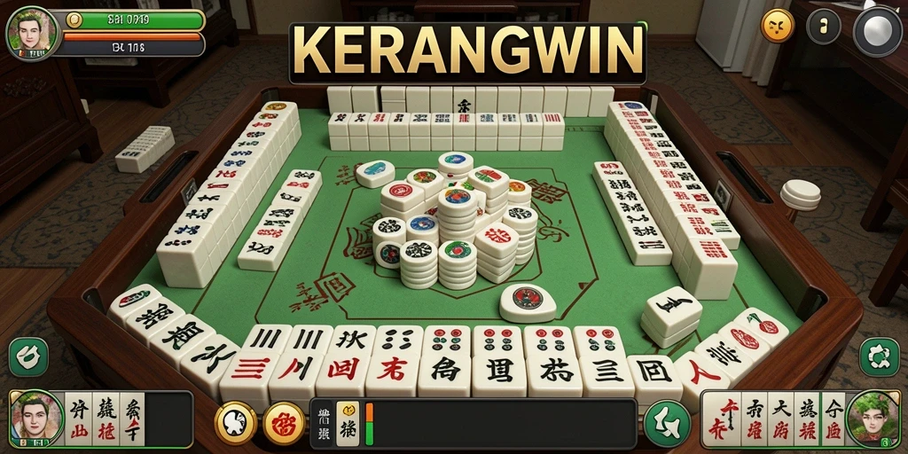 Tangkapan layar utama KERANGWIN menampilkan gameplay Mahjong yang seru.